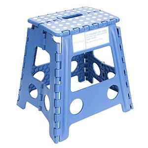 lot 24493 image: ESSENTIALS 21048 15� Folding Step Stool, Wide Folding Step Stool, Plastic Step Stools For Adults, Garden Step Stool, Foldable High Stool, Blue
