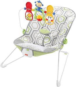 lot 24509 image: Fisher-Price Baby Bouncer - Geo Meadow, Infant Soothing and Play Seat, Multi