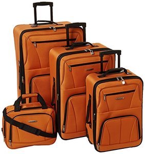 lot 24524 image: Rockland Journey Softside Upright Luggage Set, Orange, 4-Piece (14192428)