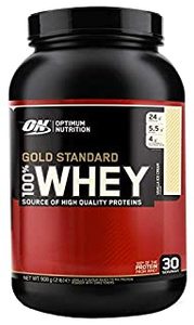 lot 24525 image: Optimum Nutrition Gold Standard 100% Whey Protein Powder, Vanilla Ice Cream, 24g Protein, 5 LB