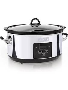 lot 34470 image: Crockpot 7 Quart Slow Cooker with Programmable Controls and Digital Timer, Polished Platinum