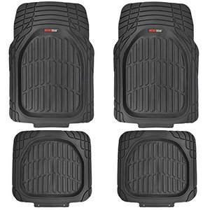 lot 34481 image: Motor Trend MT-921-BK FlexTough Tortoise - Heavy Duty Rubber Floor Mats for Car SUV Van & Truck - All Weather Protection - Deep Dish (Black)