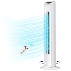 lot 44372 image: Uthfy Oscillating Tower Fan with Remote, Quiet Cooling Portable Bladeless Tower Fans,Electric Standing Floor Fan with 3 Wind Speeds 3 Modes for Bedroom,Indoor,Office and Home Use,30 White Tower Fan