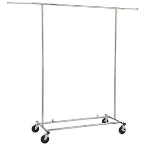 lot 44375 image: Rolling Clothing Garment Rack with Wheels, Chrome Silver