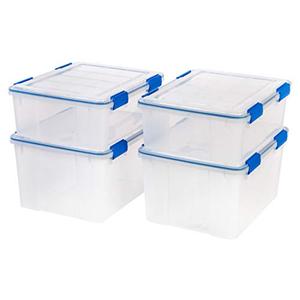lot 44401 image: IRIS USA 26.5 & 44 Quart Combo Quart WeatherPro Plastic Storage Bin Tote Organizing Container with Durable Lid and Seal and Secure Latching Buckles