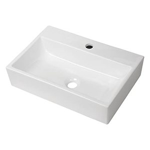 lot 44402 image: Rectangular Vessel Sink - Lepuday 20x14 Rectangle White Bathroom Sink Above Counter Ceramic Porcelain Vanity Sink Art Basin Modern Washbasin