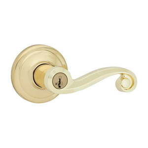lot 2556 image: Kwikset Lido Polished Brass Entry Lockset ANSIBHMA Grade 2 KW1 1-34