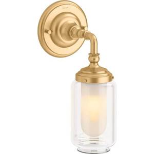lot 8855 image: Kohler Lighting 72584 Artifacts 12 Tall Bathroom Sconce - Brushed Moderne Brass