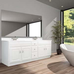 lot 10602 image: Design House Concord 72 inch Unassembled 4-Door 2-Drawer Bathroom Vanity without Top in White, 72 x 21 x 30 H - Retail$835.48