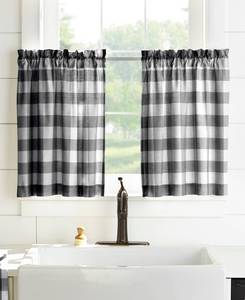 lot 3229 image: Farmhouse Living Buffalo Check 30 x 36 Window Tier Set