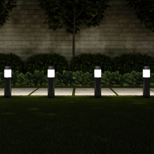 lot 5510 image: Pure Garden 50-LG1063 Solar Path Bollard 15 in. Stainless Steel Outdoor Stake Lighting for Garden - Black - 1 Light