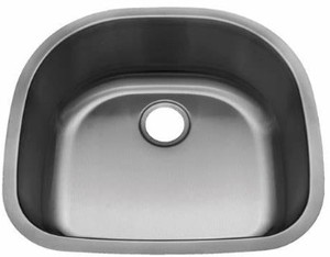 lot 2555 image: 18- Gauge D-Bowl Stainless Steel Under-Mount Kitchen Sink