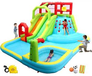 lot 2569 image: Inflatable Water Park with Climber and Slide (stock photo approximate)