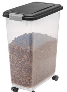 lot 3197 image: 47qt Clear Gray Storage Bin With Wheels (Damage, Latch On Front Missing)