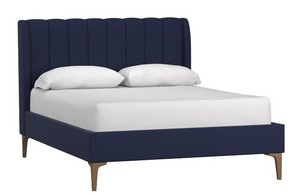 lot 5481 image: Upholstered Channel Tufted Platform Bed Twin