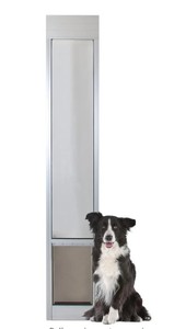 lot 10584 image: PetSafe Sliding Glass Pet Door, 9 x 19.5, Silver