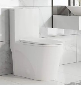 lot 10643 image: Swiss Madison St. Tropez 1-Piece 1.11.6 GPF Dual Flush Elongated Toilet in Glossy White - Retail $298.15