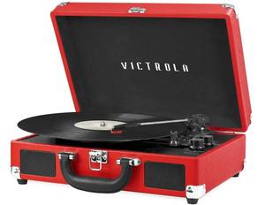 lot 10669 image: Victrola Vintage 3 Speed Bluetooth Portable Suitcase Record Player With Built In Speaker