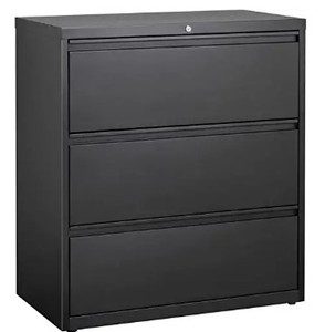 lot 8863 image: Black Lateral File Cabinet With Lock