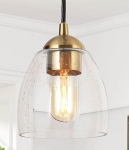 lot 3253 image: Modern Black Gold 1 Light Seeded Glass