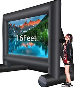 lot 10702 image: 16ft Outdoor Inflatable Mega Movie Projector Screen With Blower Black