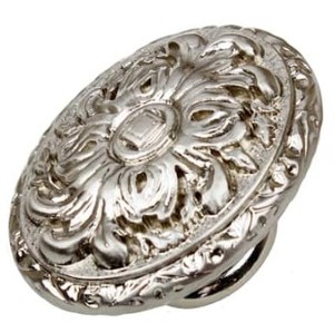 lot 10703 image: GlideRite 2 in. Old World Ornate Oval Cabinet Knobs Satin Nickel Pack of 25