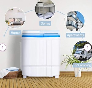 lot 10652 image: Suncrown Portable Mini Twin Tub Spin Dryer Combo Washing Machine Blue