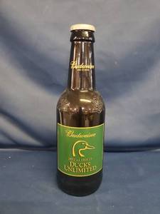 lot 14336 image: 14in Tall Budweiser Offical Beer of Ducks Colletor Bottle