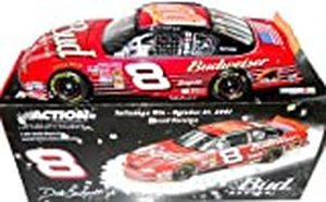 lot 14477 image: Dale Earnhardt Jr #8 Budweiser 2001 Monte Carlo Talladega Raced Win Version October 21, 2001 124 Scale Diecast Hood Opens, Trunk Opens HOTO Limited Edition Diecast Action Racing Collectables ARC