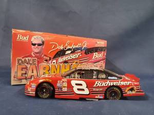 lot 14009 image: Autographed Car and Box Dale Earnhardt Jr. #8 Budweiser 2000 Monte Carlo 1 of 30,000 W240016215 124-SCALE STOCK CAR LIMITED EDITION ADULT COLLECTIBLE