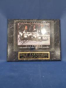 lot 14015 image: Dale Earnhardt #3 Autographed Photo and Plaque
