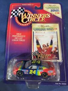 lot 14508 image: NIP 1997 Winners Circle 164 scale #24 Jeff Gordon DuPont die cast car wcard