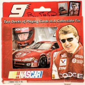 lot 14553 image: NASCAR Bill Elliott 2 Decks Playing Cards in Tin