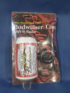 lot 14575 image: Budweiser Amfm Radio The Radio In A Can With Headphones Sealed 7115