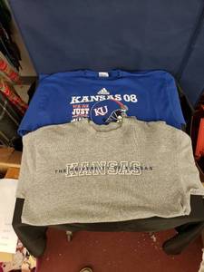 lot 8086 image: pair KU shirts sz LXL