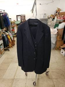 lot 8190 image: Travel knit 3-pc blue stripped suit