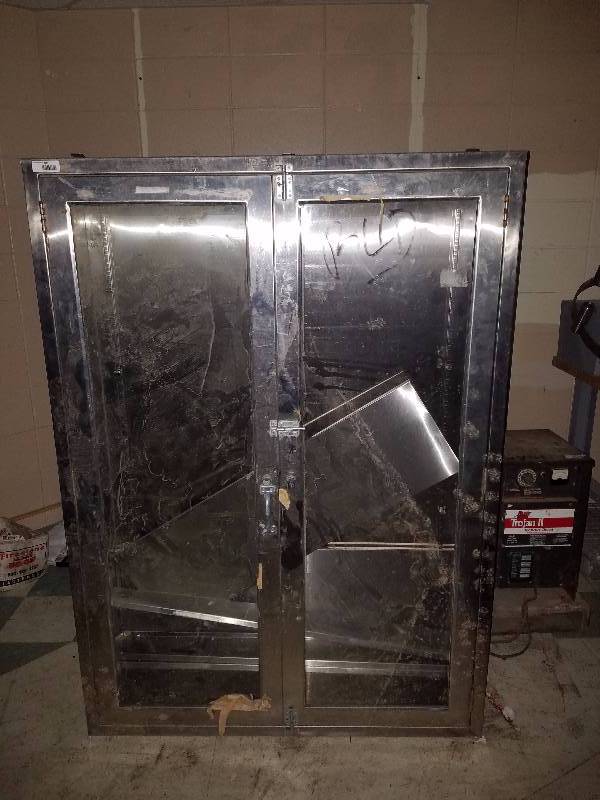 lot 405 image: Stainless steel glass metal cabinet