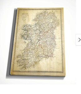 lot 49765 image: Vintage Ireland Map Wall Art Canvas