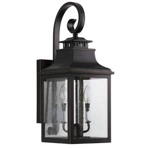 lot 49766 image: Morgan 2-Light Oil Rubbed Bronze Outdoor Wall Lantern Sconce