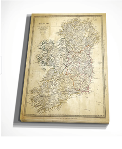 lot 49770 image: Vintage Ireland Map Wall Art Canvas
