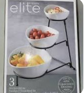 lot 49774 image: Gibson 3-set ceramic serving bowls. white.