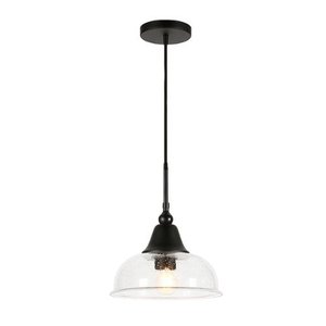 lot 49775 image: Blackened Bronze Finish and Seeded Glass Pendant
