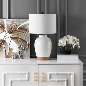 lot 49787 image: Safavieh Portcia 27.5 in. H Mid-Century Table Lamp IvoryClay