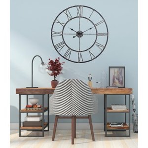 lot 49791 image: Utopia Alley Oversized Roman Round Wall Clock, Black, 27