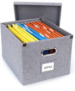 lot 49799 image: Upgraded Collapsible Hanging File Storage Boxes, Set of 4