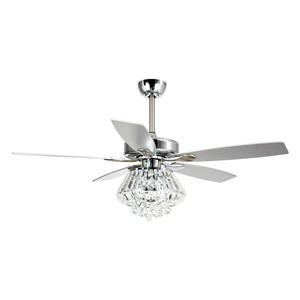 lot 49835 image: Parot Uncle Modern Chrome and Crystal 52-inch Ceiling Fan