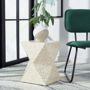 lot 49840 image: Safavieh Milan Abstract Dot Square Accent Table White