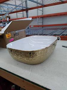 lot 49842 image: Imperial Jewel Gold Vitreous China Rectangular Vessel Bathroom Sink