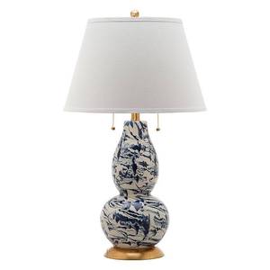 lot 49850 image: Safavieh 28 in. H Color Swirls Gourd Glass Table Lamp