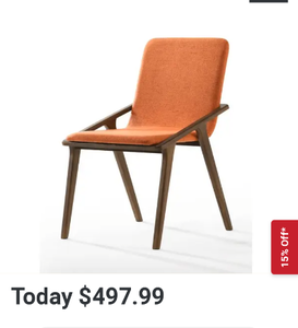 lot 49858 image: Modrest Zeppelin Modern Orange Dining Chairs Set of 2. No legs